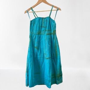 NEW Chaudry Anthropologie Tie Dye Midi Dress Blue Medium
